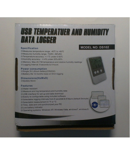Реєстратор температури і вологості Misol DS102 (T: -40 °C до 60 °C; RH:1% - 99%) Пам'ять: 20736. Калібрується!