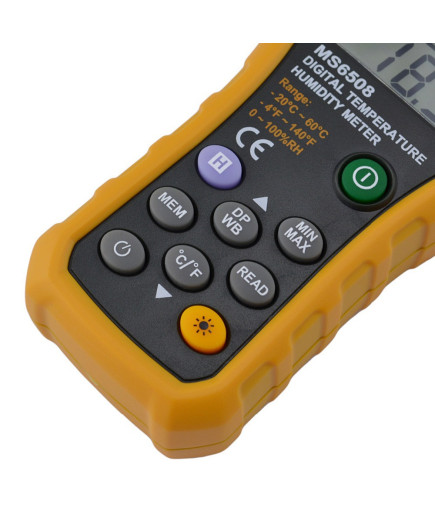 Професійний термо-гігрометр HYELEC MS6508 (0 - 100%; -20°C ... + 60°C), точка роси DEW, WB, пам'ять 99 точ