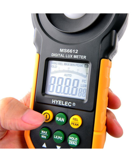 Люксметр Hyelec MS6612 (0-200000 Lux/0-20000 FC (+/- 3%)), з вбудованим датчиком