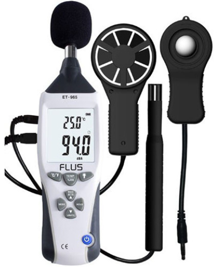 Flus ET-965 5 в 1: шумомір, анемометр, термометр, люксметр і гігрометр