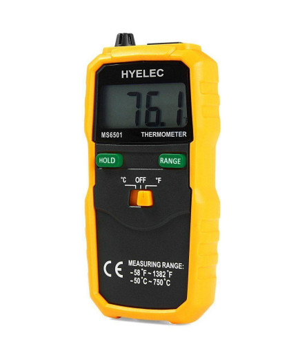 Цифровий термометр HYELEC MS6501 з термопарою К-типу (від -50°C до +750°C) і датчиком температури повітря
