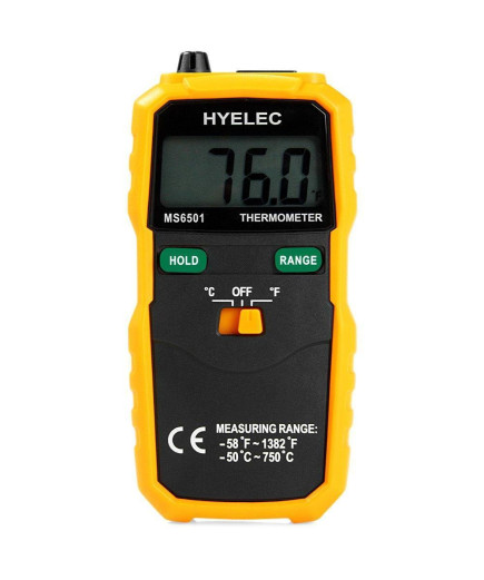 Цифровий термометр HYELEC MS6501 з термопарою К-типу (від -50°C до +750°C) і датчиком температури повітря
