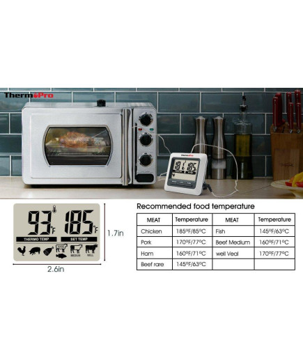 Термометр для м'яса Thermopro TP-04 (0C до +250C) з магнітом і таймером
