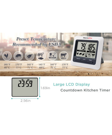 Термометр для м'яса Thermopro TP-04 (0C до +250C) з магнітом і таймером