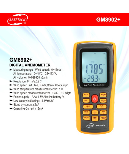 Анемометр Benetech GM8902+ з телескопічною ручкою