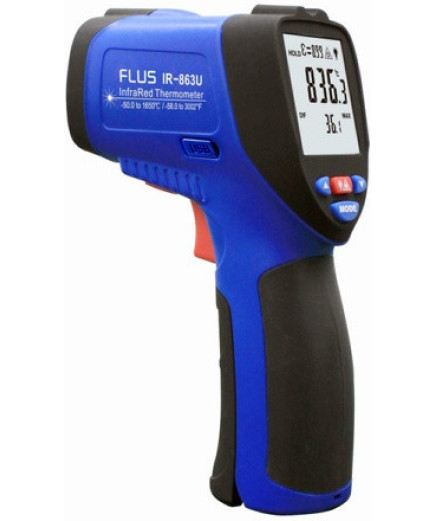 Пірометр FLUS IR-863U (-50...+1650 ºC; EMS 0,1-1,0) ПО, Кейс (50:1)