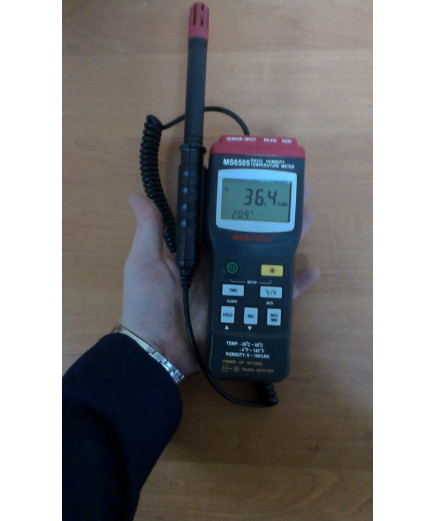 Цифровий термо-гігрометр Mastech MS6505 (Temp: від -20 °C до +60 °C; RH: 0-100%) з виносним датчиком, ЗА