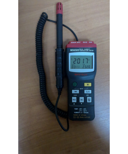 Цифровий термо-гігрометр Mastech MS6505 (Temp: від -20 °C до +60 °C; RH: 0-100%) з виносним датчиком, ЗА