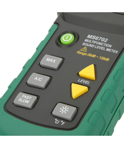 Шумомір Mastech MS6702 (30-130 dB) з вимірюванням температури і вологості (-20°C До + 60°C; 0-100%)