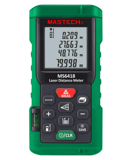 Лазерний далекомір ( лазерна рулетка ) Mastech MS6418 (0,046-80 м) проводить вимірювання V, S, H, пам'ять 99