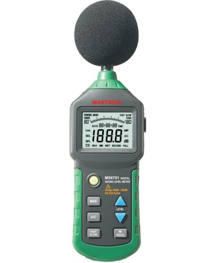 Шумомір Mastech MS6701(30-130 dB) в пило і вологозахищеному прогумованому корпусі,