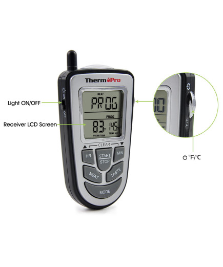 Бездротовий термометр (до 100 м) зі щупом для приготування їжі ThermoPro TP-09