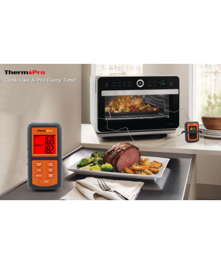 Бездротовий двоканальний термометр (до 100 м) ThermoPro TP-08S (0-300 °С) у прогумованому корпусі