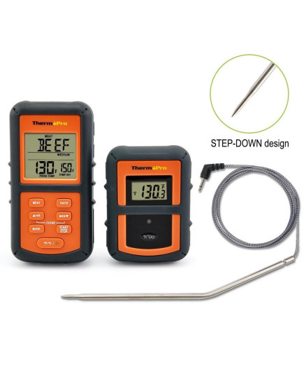 Бездротовий термометр (до 100 м) ThermoPro TP-07S (0-300 °С) у прогумованому корпусі