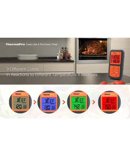 Бездротовий термометр (до 100 м) ThermoPro TP-07S (0-300 °С) у прогумованому корпусі