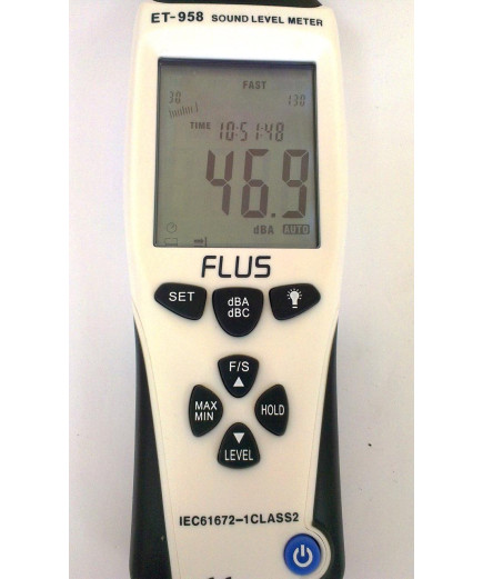 Шумомір Flus ET-958 (30-130 dB) в пило і вологозахищеному корпусі,