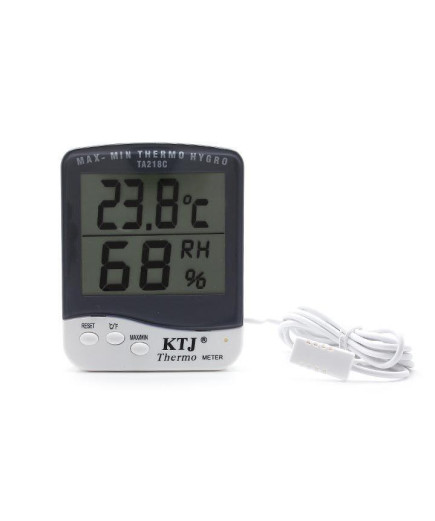 Термогігрометр KTJ Thermo TA218C (0°C ~ 50°C; 10% ~ 98%) з виносним датчиком температури та вологості