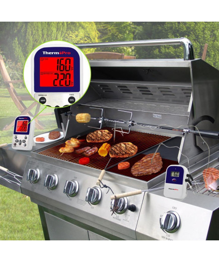 Бездротовий двоканальний термометр (до 100 м) ThermoPro TP-12 (0-300 °С) з таймером