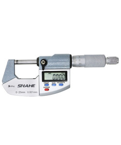 Мікрометр цифровий Shahe 0-25mm / 0-1"0.001 (5203-25) в водозащищенном металевому корпусі IP 65