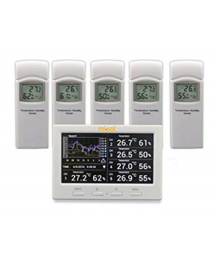 Реєстратор температури і вологості MISOL WS-HP3001-8MZ з 5 виносними датчиками (-40 до 60°C; 10% to 99%) DWP