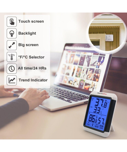 Термогігрометр ThermoPro TP65S / TP65A з дистанційним датчиком T° (60 метрів)