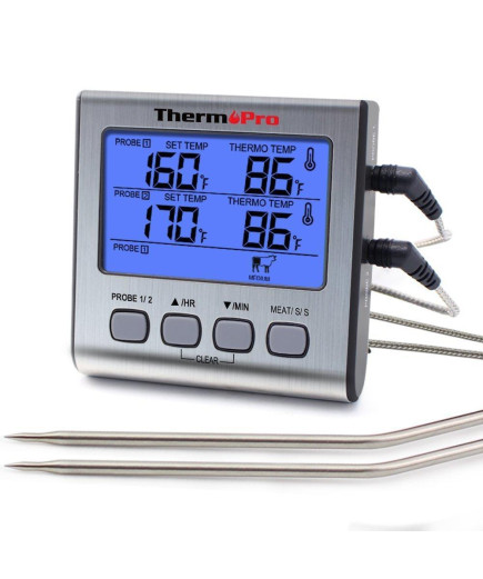Термометр двоканальний для м'яса Thermopro TP17 (-10C до +300C) з таймером та магнітом