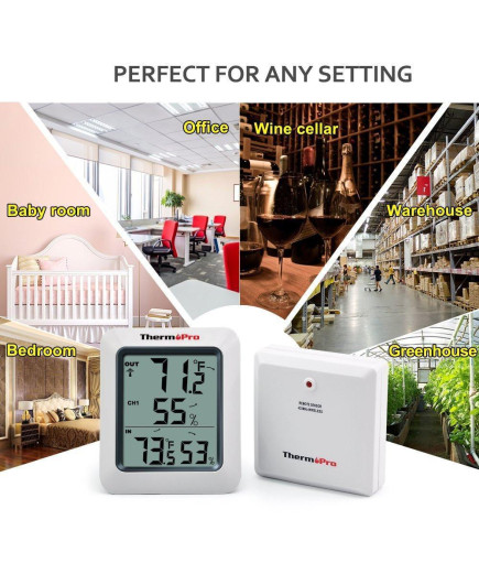 Термогігрометр ThermoPro TP60S з дистанційним датчиком T° (60 метрів)