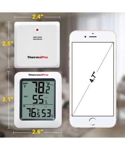 Термогігрометр ThermoPro TP60S з дистанційним датчиком T° (60 метрів)