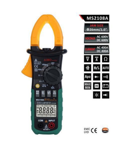 Струмовимірювальні кліщі AIMO MS2108A (400A AC/DC) з функцією мультиметра