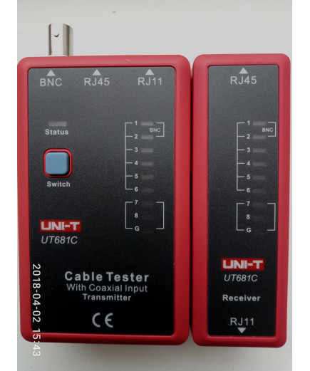 Тестер кабелю UNIT UT681C для інтерфейсу RJ45 RJ11 BNC