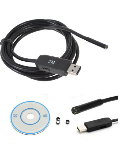 Водонепроникний USB ендоскоп-бороскоп з камерою (2Мп, 2м, Ø7мм) OC10200