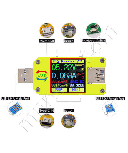 Багатофункціональний USB-тестер RuiDeng UM34C з Bluetooth