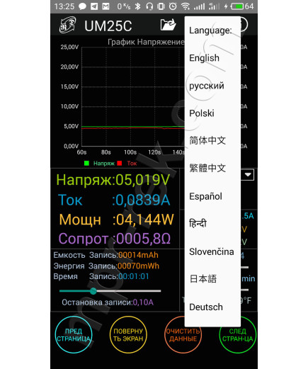 Багатофункціональний USB-тестер RuiDeng UM34C з Bluetooth