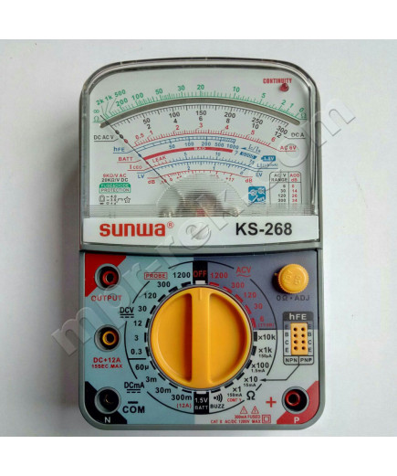 Мультиметр аналоговий SUNWA KS-268 (1000В, 5A, 2МОм, hFE, продзвонювання,тест батарей)