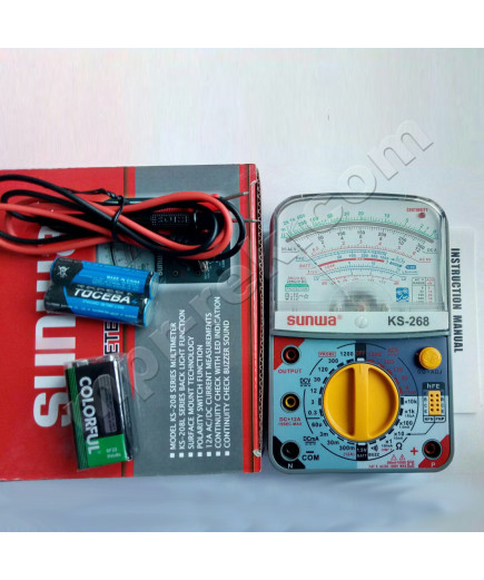 Мультиметр аналоговий SUNWA KS-268 (1000В, 5A, 2МОм, hFE, продзвонювання,тест батарей)