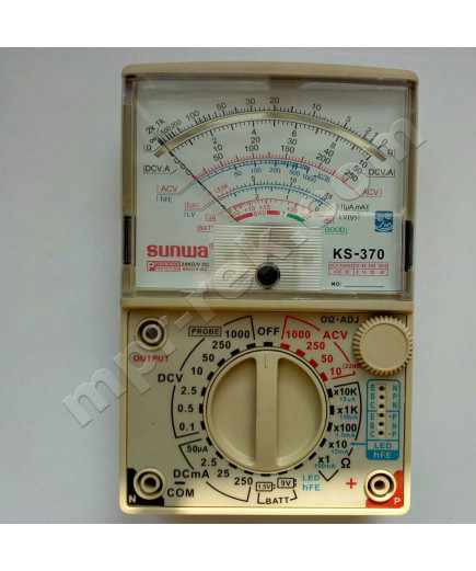 Мультиметр аналоговий SUNWA KS-370 (1000В, DC250мА, 20МОм, hFE, тест батарей)