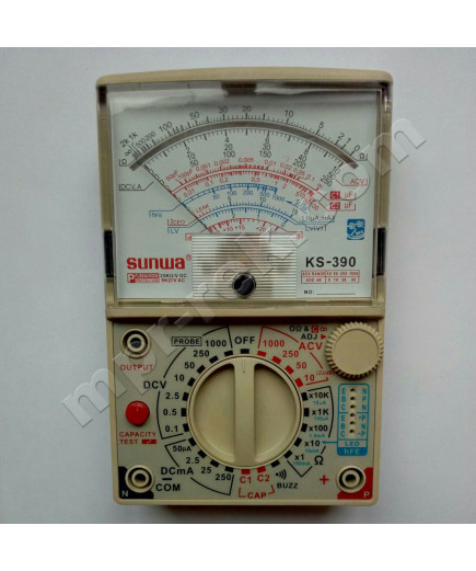 Мультиметр аналоговий SUNWA KS-390 (1000В, DC250мA, 20МОм, 100мкФ, hFE, звукова продзвонювання)