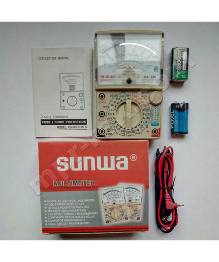 Мультиметр аналоговий SUNWA KS-380 (1000В, DC10A, 20МОм, hFE, тест батарей, звукова продзвонювання)