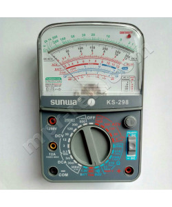 Мультиметр аналоговий SUNWA KS-298 (1000В, 5A, 20МОм, звукова продзвонювання, тест батарей, hFE)