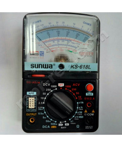 Мультиметр аналоговий SUNWA KS-618L (1000В, DC10A, 20МОм, hFE, тест батарей, підсвітка)