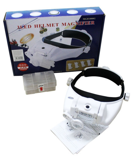 Бінокулярна налобні лупа Magnifier 81000G (1.5 Х/2X/2.5 X/3X/3,5 Х/8X) з регульованою підсвічуванням