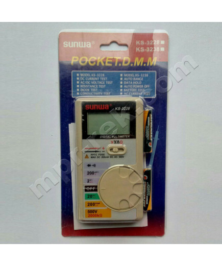 Мультиметр цифровий SUNWA KS-3228 (500В, 200мА, 2МОм, тест діодів, звукова продзвонювання)