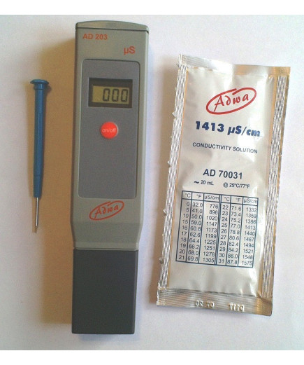 Вологозахищений кондуктометр ( EC-метр ) Adwa AD203 (0 - 1999 μs/cm) з АТС (Угорщина)