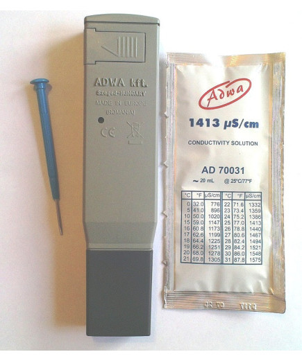 Вологозахищений кондуктометр ( EC-метр ) Adwa AD203 (0 - 1999 μs/cm) з АТС (Угорщина)