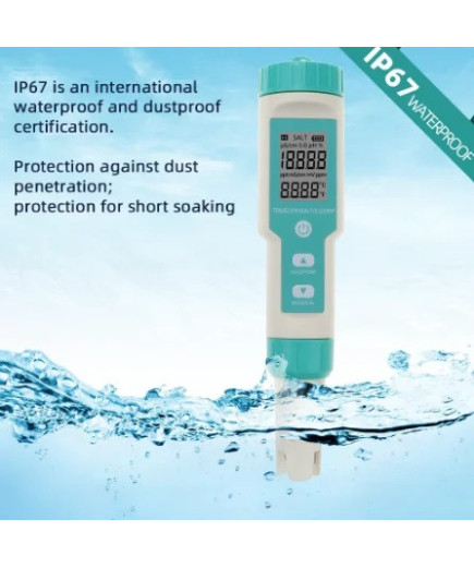 Комбінований pH/TDS/EC/ORP/SALINITY/S. G./Temp - метр EZ COM-600 з термометром, змінним електродом, АТС