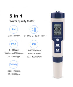 Комбінований вологозахищений TDS/рН/ЄС/Salinity/Temp метр EZ9909 з термометром, змінним електродом, АТС