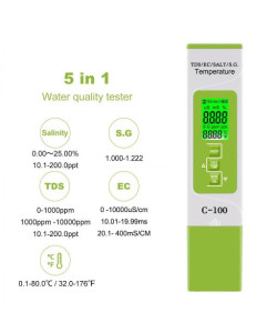 Комбінований TDS/EC/SALT/S. G./Temp - метр - З-100A ( з підсвічуванням дисплея)
