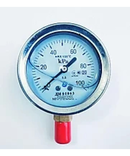 Манометр гліцериновий ДМ 05063 (до 100 кПа; кл. точності 2,5; М12х1,5). У нержавіючому корпусі. Повірка