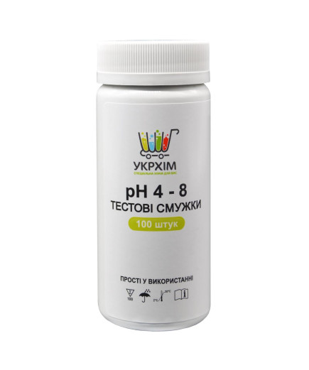 Індикаторні смужки на pH 4-8 (100 шт.) UKRHIM TS-PH8-100