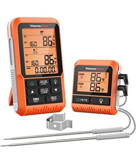 Бездротовий двоканальний термометр (до 150 м) ThermoPro TP826 (-10..+300°C) з таймером та 7 режимами для м'яса